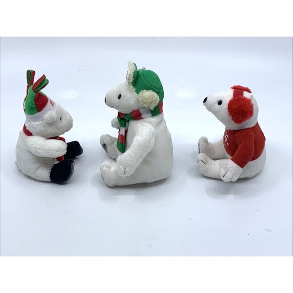 3 2004 Coca-Cola McDonalds Mini Plush Polar Bears 3-4" Christmas Ear Muffs Vtg - Picture 5 of 12